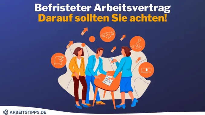 Grafische Darstellung wie eine Frau, einem Mann einen Stift reicht, um den Arbeitsvertrag zu unterschreiben.