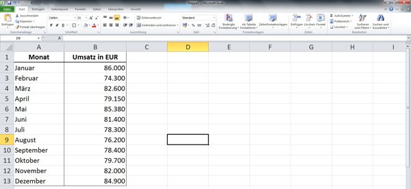 Tabelle erstellen in Excel