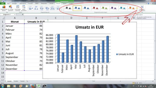 Excel Diagramm formatieren