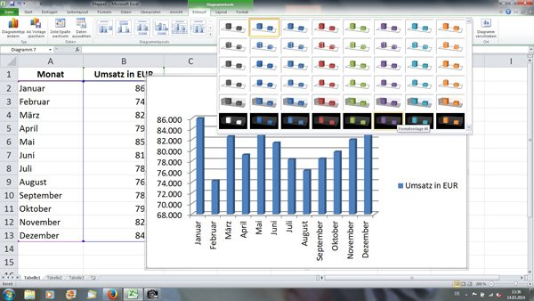 Excel Diagramm Formatauswahl