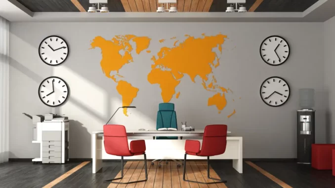 Bildliche Darstellung eines modern eingerichteten Büros.