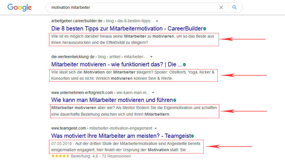 Meta Description bei Google