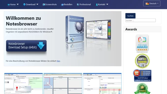 Screenshot notesbrowser.de